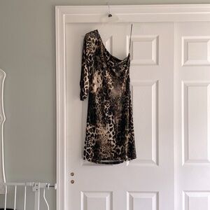 One Shoulder Leopard Print Dress from Cache size Medium
